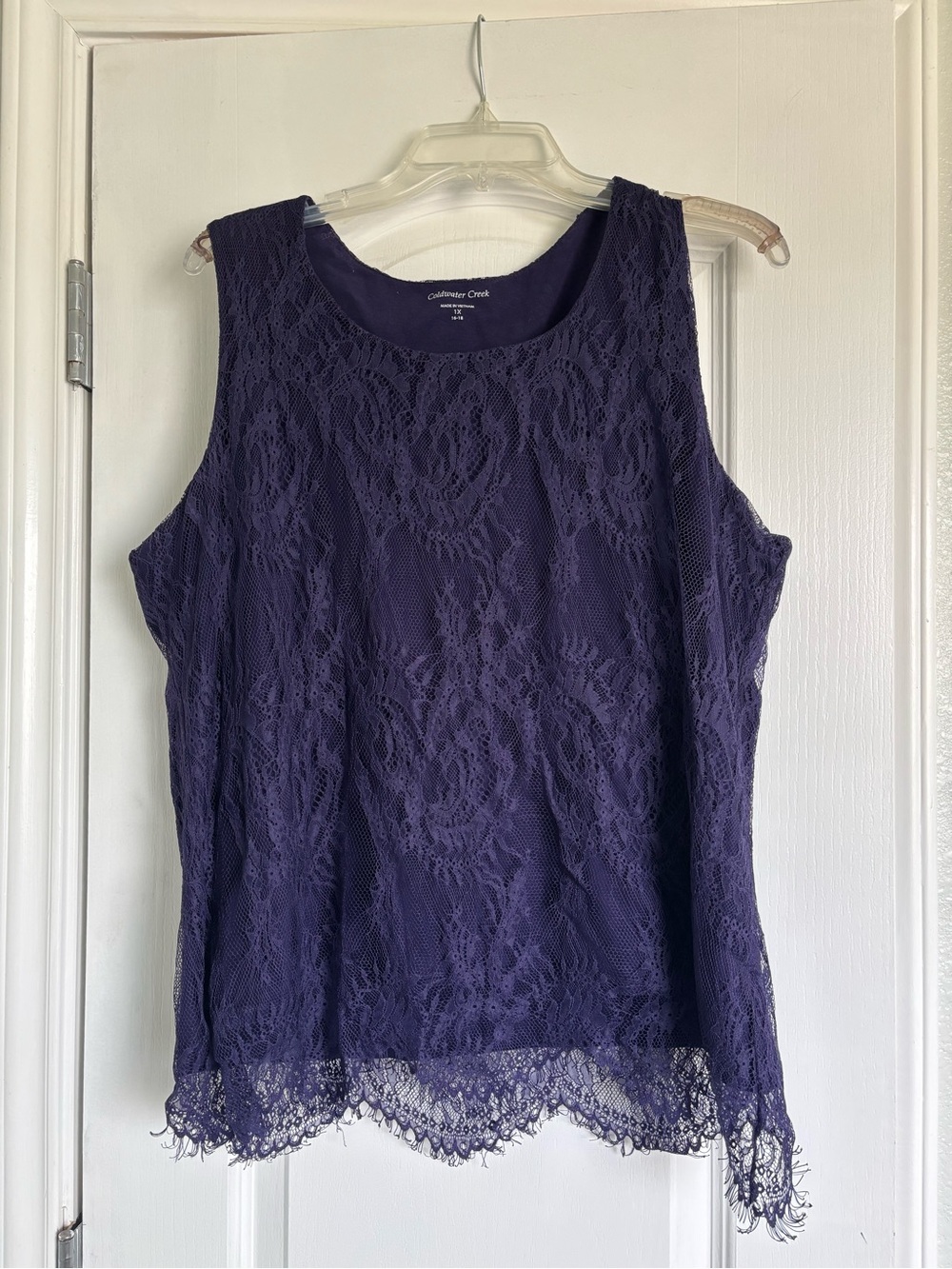 Coldwater Creek Deep Purple Lace Tank Top